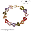 72003 Xuping 18k gold luxury chain bracelet designs for woman, colorful zircon jewellery cheap wholesale bracelet